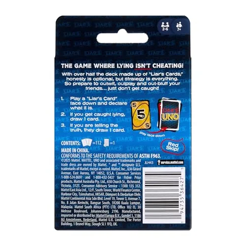 Mattel Games ▫️ Liar's UNO, Jogo de Cartas, 7+, 2-10 jogadores 6