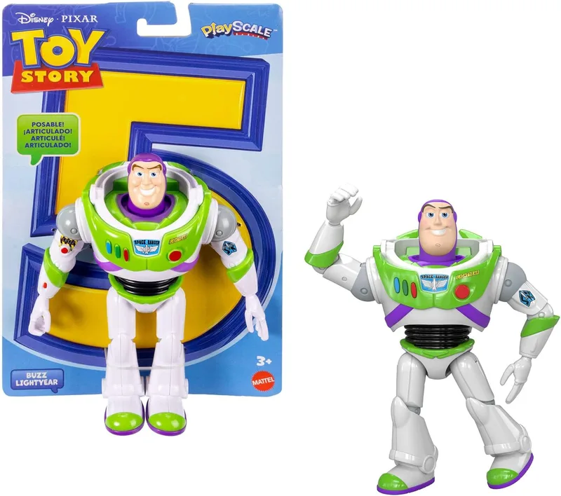 Mattel ▫️ Disney e Pixar Toy Story 5 Buzz Lightyear Figura de ação | Escala de 18 cm, 1 personagem principal, mais de 8 articulações móveis, design fiel ao filme, JKV15