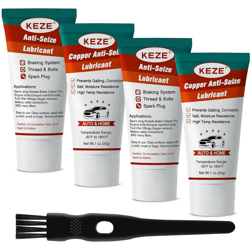 Keze ▫️ Lubrificante antiaderente à base de cobre, resistente ao sal e à humidade, resistente ao calor, para roscas de velas de ignição, pinos de calibrador e pastilhas de travão, 28 g cada, embalagem de 4 unidades