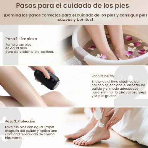 FIVAVA ▫️ Lima Elétrica para Pés com Calosidades, Kit de Pedicure Elétrico Profissional para Cuidados com os Pés, Remove Calosidades e Calos, Lima Elétrica para Pés com 2 Cabeças de Esmerilagem 316F (Preto) 5