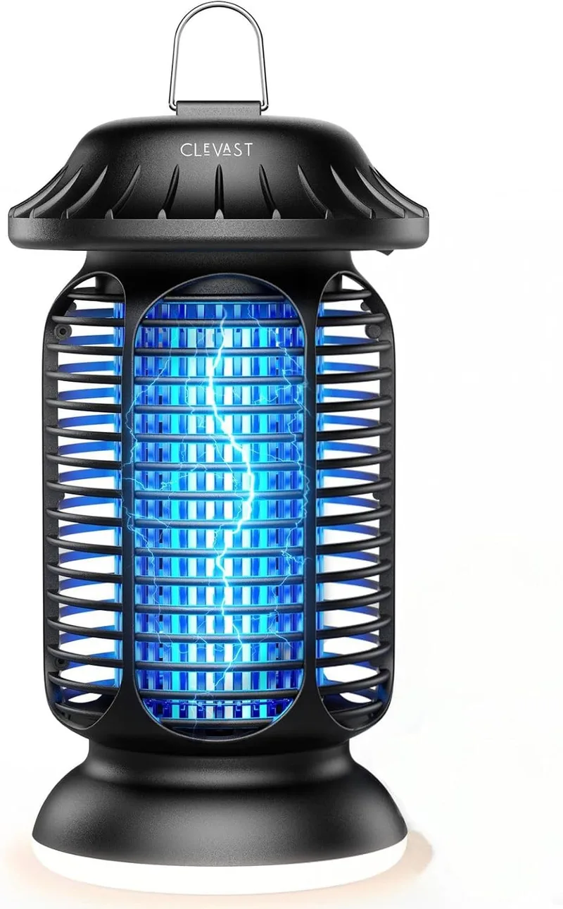 CLEVAST ▫️ Lâmpada repelente de mosquitos dispositivo repelente de mosquitos com luz UV de 4000V, mata-insectos elétrico fácil de limpar com escova de limpeza para interiores e exteriores (BZ03DEG, 1)