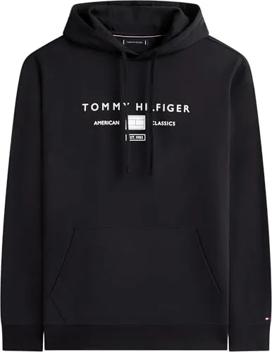 Tommy Hilfiger ▫️ Camisola de homem da marca Mono com bolso canguru, preta (Black), 2XL 5