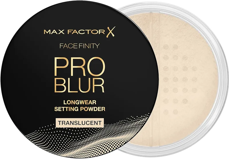 Max Factor ▫️ Facefinity Pro Blur | Pó Fixador | Tom Translúcido 001 | Controlo do brilho e acabamento mate | Pó facial leve e fixador | 10,5 g