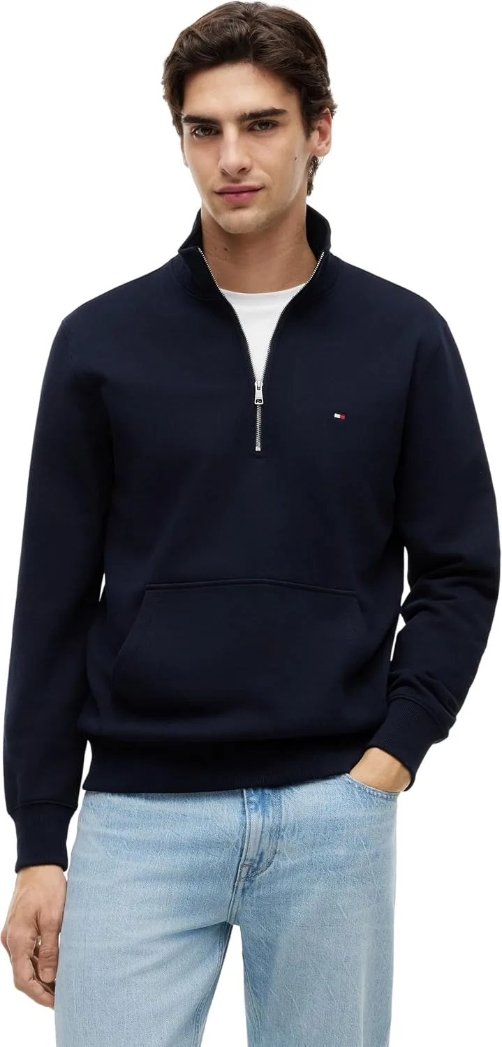 Tommy Hilfiger ▫️ Essential Terry New 1/4 Zip Mw0mw43115 Camisola com meio fecho para homem