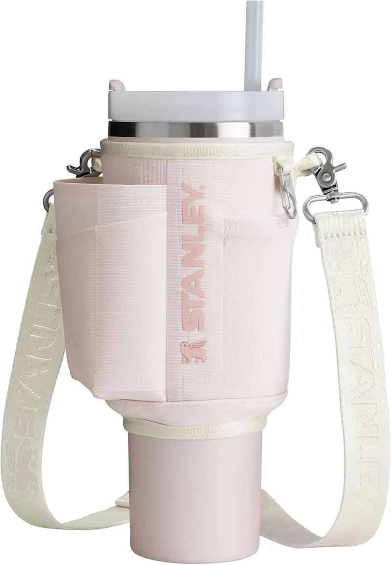 STANLEY ▫️ 1913 1.18L All-Day Quencher Carry-All - Botões de pressão - Bolso para telefone, cartões - Mosquetão para chaves - Alça de tiracolo amovível - Rose Quartz