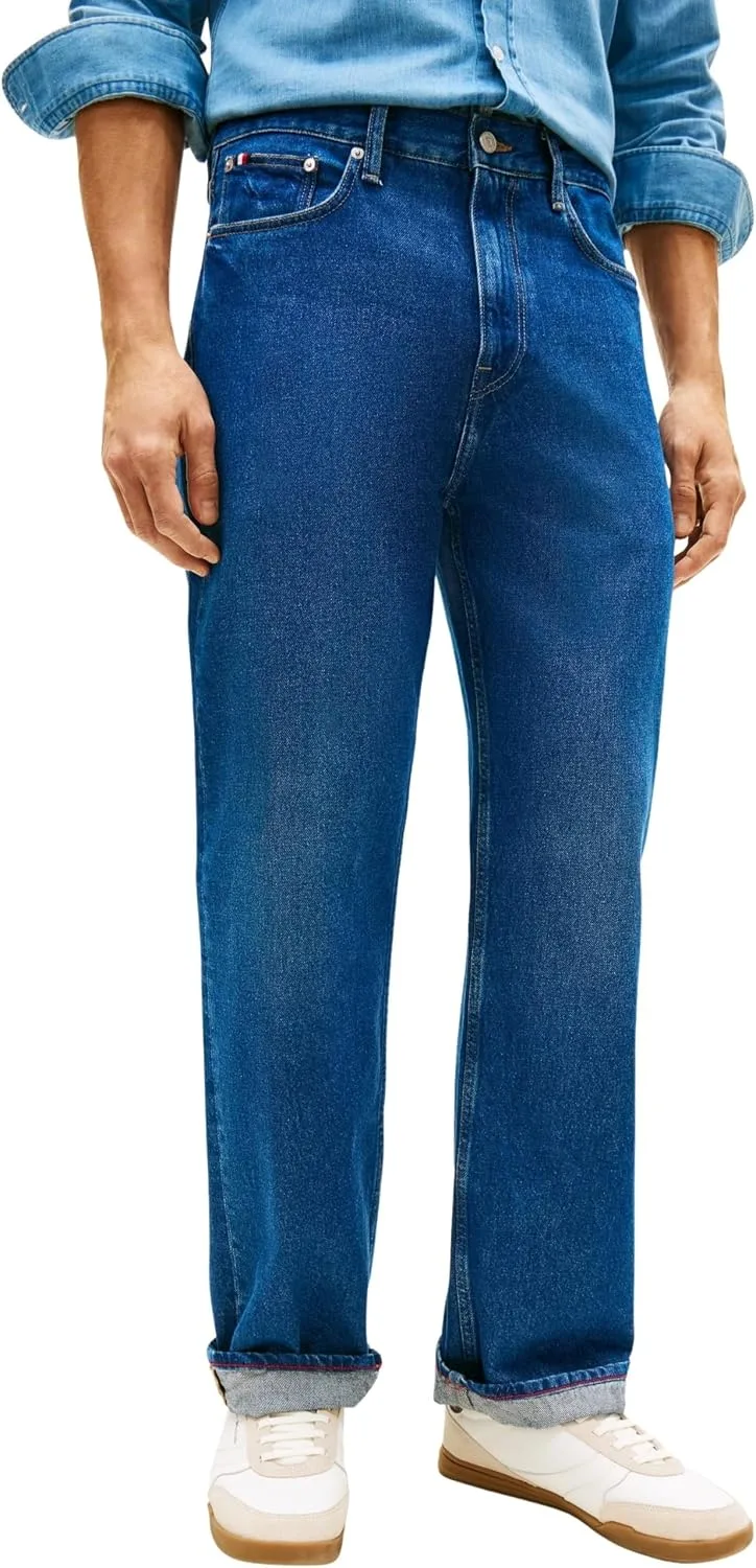Tommy Hilfiger ▫️ Relaxed Straight River Ike Blue Mw0mw42328 - Calças largas para homem