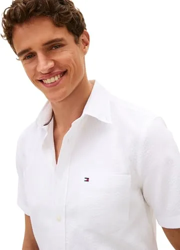 Tommy Hilfiger ▫️ Camisa Seersucker Solid SS RF Mw0mw38570 de manga comprida para homem (pacote de 1) 4
