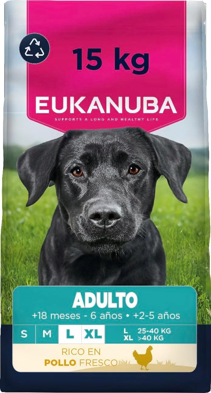 Eukanuba ▫️ ração seca para cães com frango fresco para raças de grande porte - Ração seca premium para cães adultos, 15 kg