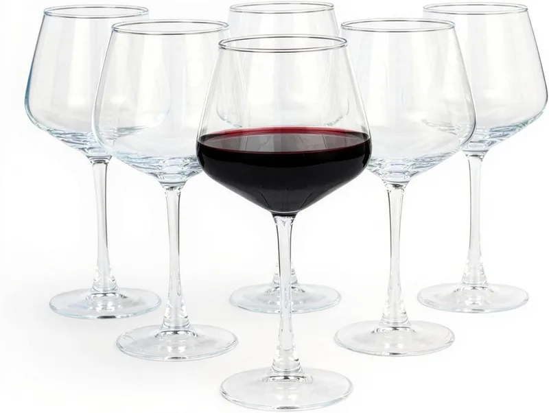 Amazon Basics ▫️ Copos de Vinho Tinto com Pé, Conjunto de 6 Peças, 568 ml, Adequados para a máquina de lavar louça