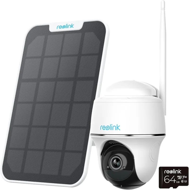 Reolink ▫️ Câmara de vigilância PT 360° com painel solar 4MP, Câmara de vigilância WiFi exterior alimentada a energia solar, Câmara IP sem fios com deteção inteligente, nuvem, áudio bidirecional, Argus PT Plus
