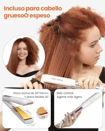 Faszin ▫️ Alisador de Cabelo Profissional 2 em 1, Titânio Iónico, Ecrã LCD de 20s 6