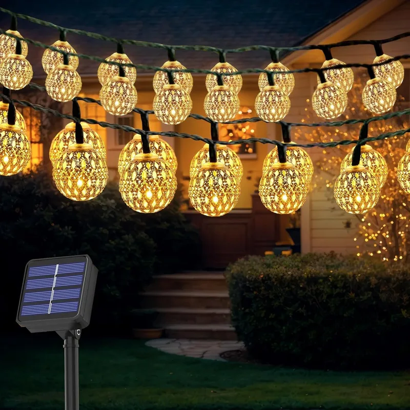 Sathychanpy ▫️ 7M Luzes de guirlanda movidas a energia solar para exteriores, 50 LEDs de luzes de corda movidas a energia solar para exteriores, 8 modos de luzes de guirlanda movidas a energia solar, IP65 à prova de água, jardim interior e exterior, Natal, festa, férias