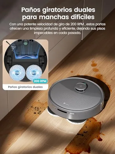 Lefant ▫️ M3 MAX – Robô Aspirador e Esfregador de Pisos com Base de Esvaziamento Automático, Tudo-em--Um 20 000 Pa, autonomia de 210 minutos, esvaziamento automático de 3,2 L, lavagem/secagem automática do esfregão, esfregões eleváveis, Wi-Fi/Alexa/iWatch/aplicação 6