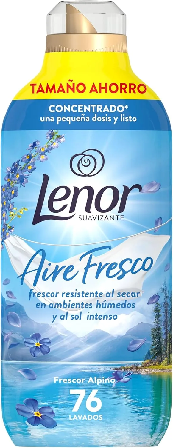 LENOR ▫️ Fresh Air Alpine Freshness Amaciador de Roupa 76 Lavagens, 1.064L, Frescura Resistente à Secagem em Ambientes Húmidos ou com Sol Intenso