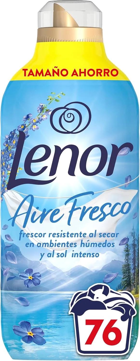 LENOR ▫️ Aire Fresco Amaciador de Roupa Frescor Alpino 76 Lavagens, 1,064 L, Frescor que se mantém mesmo após a secagem em ambientes húmidos ou sob sol intenso
