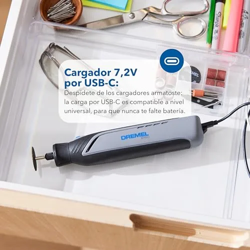 Dremel ▫️ 8150 Multiferramenta a bateria de 7,2 V, 2 Ah, sem escovas. Ferramenta rotativa recarregável via USB-C, 20 acessórios, velocidade variável de 5 000 a 30 000 RPM, luz LED, corte, lixagem, entalhe 6