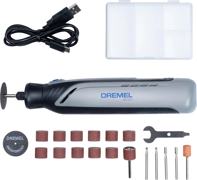 Dremel ▫️ 8150 Multiferramenta a bateria de 7,2 V, 2 Ah, sem escovas. Ferramenta rotativa recarregável via USB-C, 20 acessórios, velocidade variável de 5 000 a 30 000 RPM, luz LED, corte, lixagem, entalhe