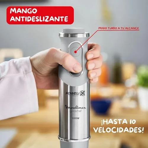 Moulinex ▫️ Quickchef, Batedeira de Mão 1000 W Powelix, 10 Velocidades, Cinza 4