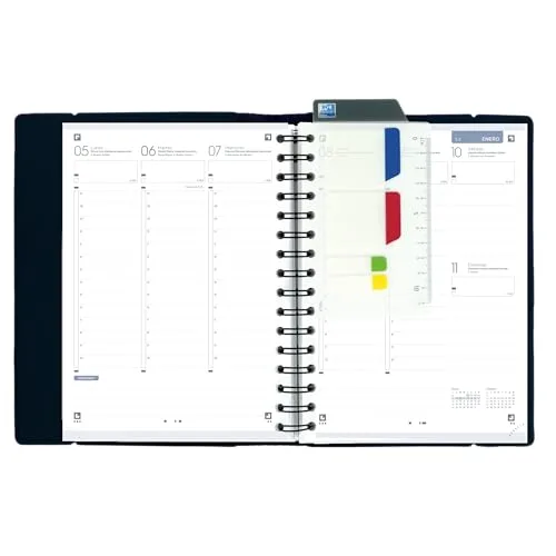 Oxford ▫️ MyFab, Agenda 2026 com visualização semanal, formato A5, inclui capa com aba extra e recarga com espiral, em espanhol, cor preta 2
