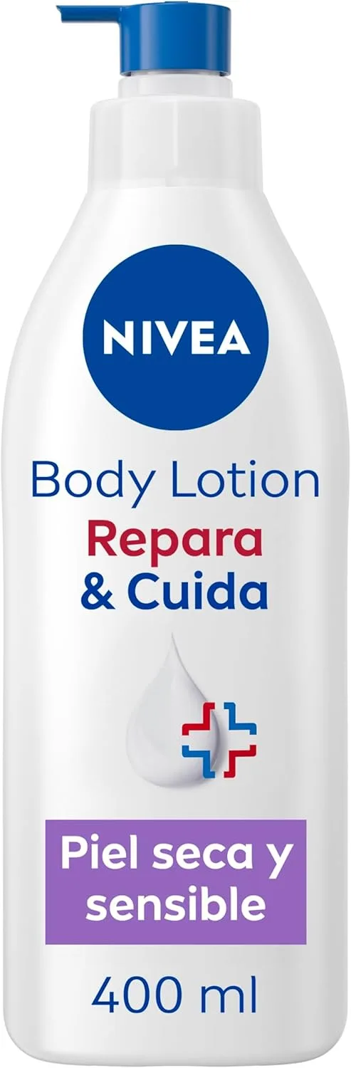 NIVEA ▫️ Repara & Cuida - Loção Hidratante Corporal - Efeito Suavizante - Hidratação 72h - Com 10% de Glicerina, Provitamina B5 e Pantenol - Sem perfume - Pele Seca, Irritada e Sensível - 400 ml