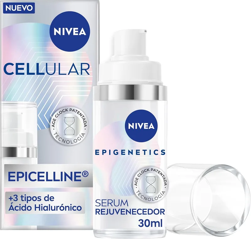 NIVEA ▫️ Cellular Epigenetics - Sérum Facial Rejuvenescedor com Epicelline - Cuidado Anti-Envelhecimento para o Rosto - 3 tipos de Ácido Hialurónico - Reversão da Idade - Todos os tipos de pele - 30 ml