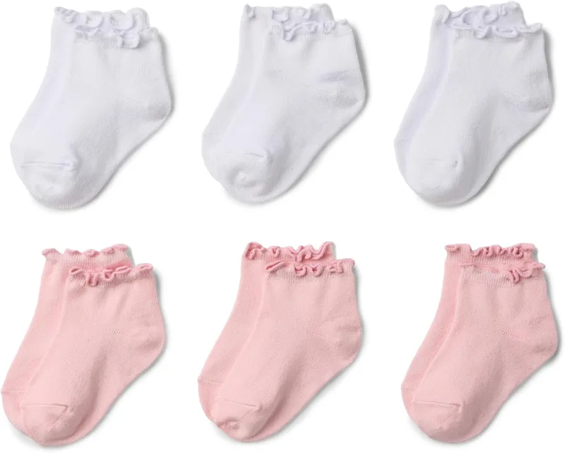 Amazon Essentials ▫️ Meias de tornozelo para rapariga com rebordo com folhos