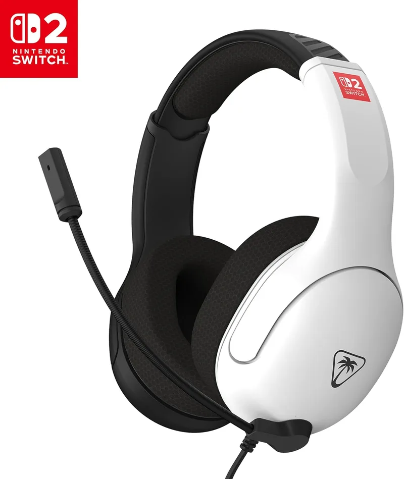 Turtle Beach ▫️ Auscultadores com fio Airlite Fit para jogos, em branco e preto — com licença oficial para a Nintendo Switch 2