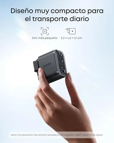 Anker ▫️ Carregador Nano USB-C de 70 W com 3 portas, dobrável, GAN 3