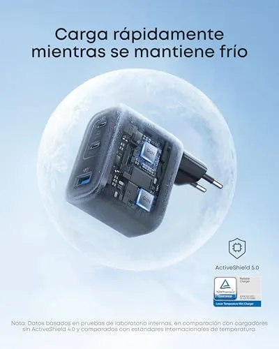 Anker ▫️ Carregador Nano USB-C de 70 W com 3 portas, dobrável, GAN 4