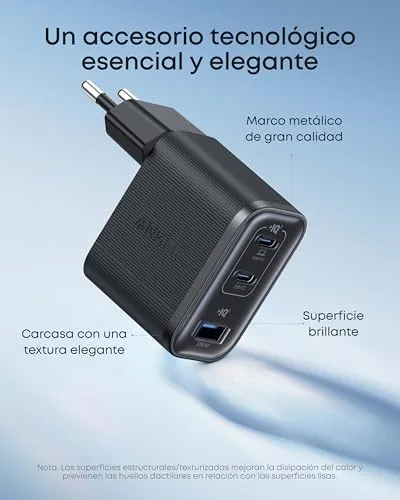 Anker ▫️ Carregador Nano USB-C de 70 W com 3 portas, dobrável, GAN 5