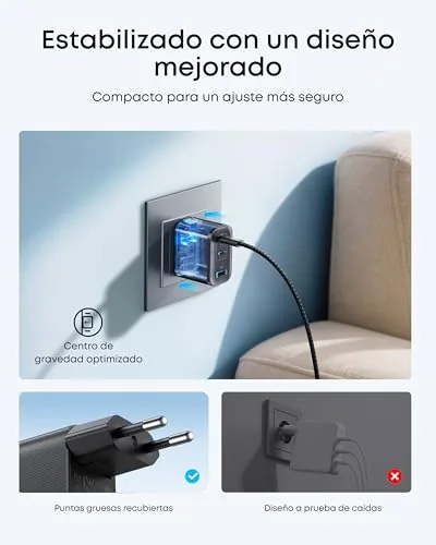 Anker ▫️ Carregador Nano USB-C de 70 W com 3 portas, dobrável, GAN 6