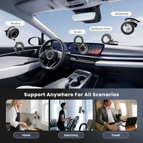 MOGU ▫️ Suporte magnético a vácuo para telemóvel no carro, sucção potente de 120 libras + íman de 2800 gf, suporte ajustável em 360° para telemóveis da série iPhone 17-12 e Samsung MagSafe, utilização 6