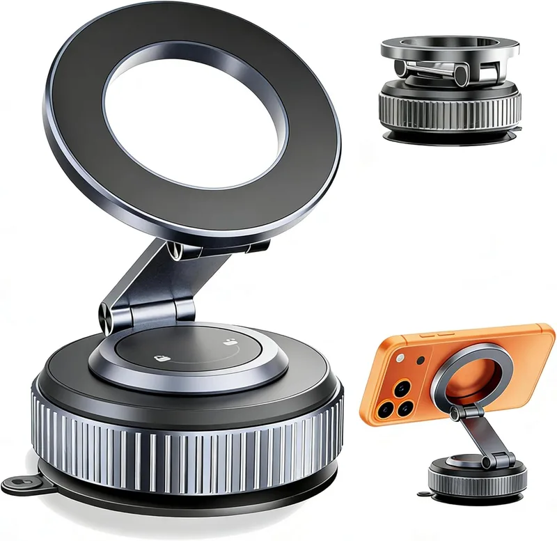 MOGU ▫️ Suporte magnético a vácuo para telemóvel no carro, sucção potente de 120 libras + íman de 2800 gf, suporte ajustável em 360° para telemóveis da série iPhone 17-12 e Samsung MagSafe, utilização