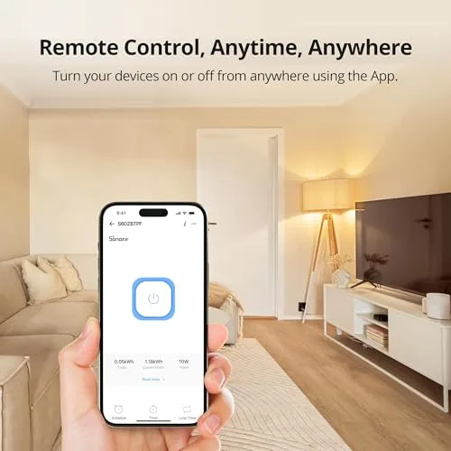 SONOFF ▫️ S60ZBTPF Tomada Inteligente Zigbee - Controlo Remoto, Monitorização de Energia, Temporizador, Proteção contra Sobrecarga, Repetidor Zigbee, eWeLink 3