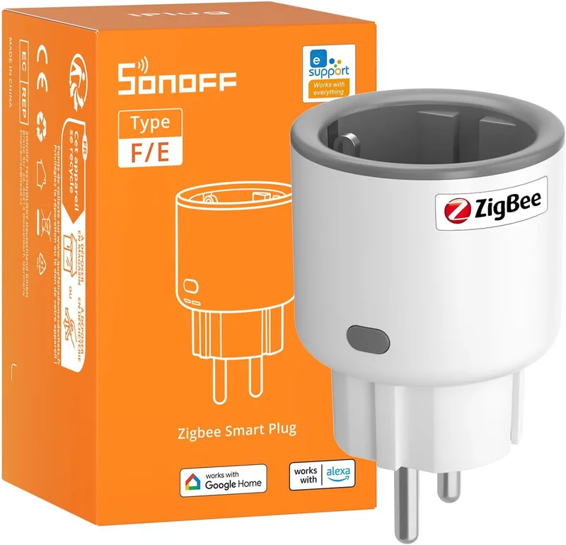 SONOFF ▫️ S60ZBTPF Zigbee Smart Plug - Controlo remoto, monitor. Potência, Temporizador, Proteção contra sobrecarga. Sobrecarga, Repetidor Zigbee, eWeLink