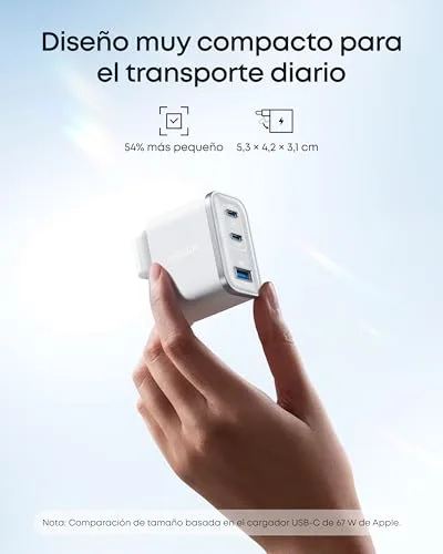 Anker ▫️ Carregador Nano USB-C de 70 W com 3 portas, dobrável, GAN 3