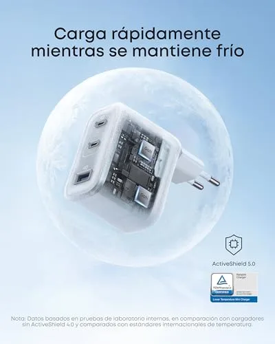Anker ▫️ Carregador Nano USB-C de 70 W com 3 portas, dobrável, GAN 4