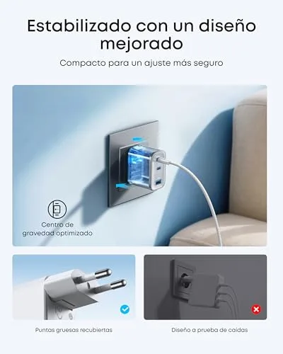 Anker ▫️ Carregador Nano USB-C de 70 W com 3 portas, dobrável, GAN 6