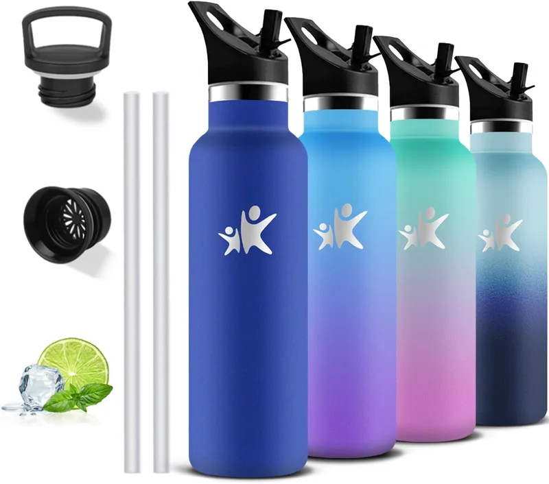 Grsta ▫️ Garrafa de água em aço inoxidável, garrafa térmica de 750 ml, à prova de fugas, garrafa para ginásio, isolamento duplo, garrafa infantil, fácil de limpar, para acampamento, caminhadas, ioga, escritório, ginásio