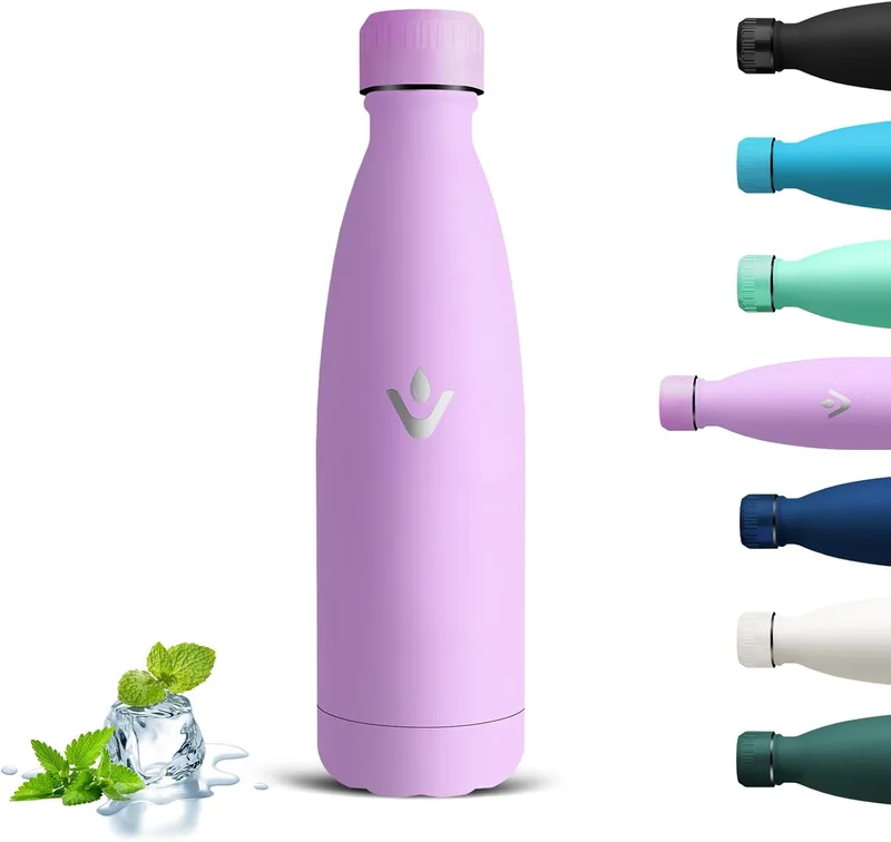 Grsta ▫️ Garrafa de água de aço inoxidável 500ml, garrafa de água para crianças à prova de fugas, garrafa térmica sem BPA, mantém-se fria durante 24 horas/12 horas quente, garrafa térmica reutilizável para escritório, exterior, ciclismo