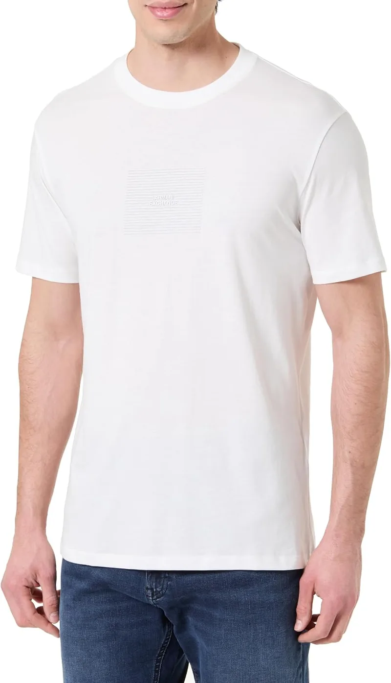 Armani Exchange ▫️ Camiseta de homem com logótipo frontal simples impresso em 3D