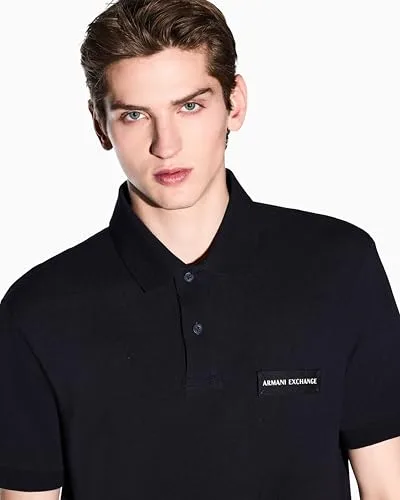Armani Exchange ▫️ Polo monocromático para homem com logótipo bordado 3