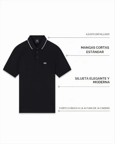 Armani Exchange ▫️ Polo monocromático para homem com logótipo bordado 6