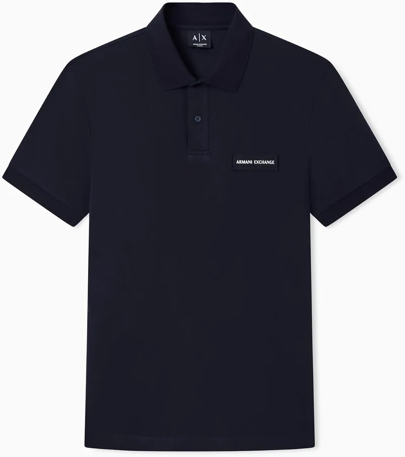 Armani Exchange ▫️ Polo monocromático para homem com logótipo bordado