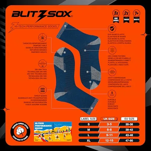BLITZSOX ▫️ Meias desportivas para homem, para correr, almofadadas, respiráveis, de algodão, meias curtas, embalagem de 6 pares 2
