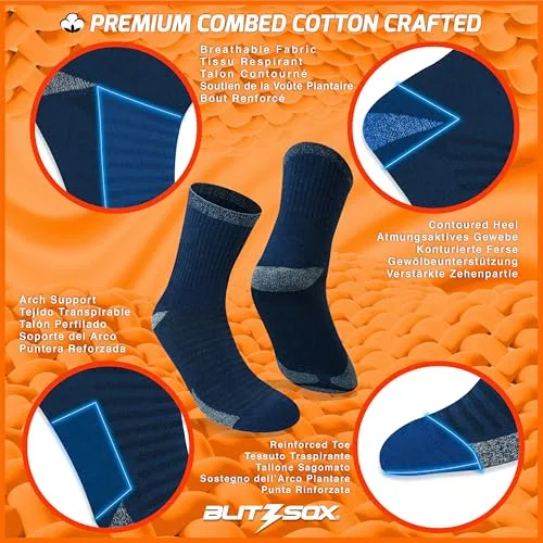 BLITZSOX ▫️ Meias desportivas para homem, para correr, almofadadas, respiráveis, de algodão, meias curtas, embalagem de 6 pares 3