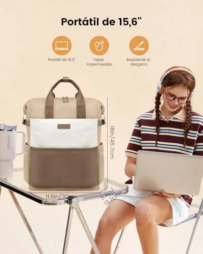 LOVEVOOK ▫️ Mochila para mulher, 15,6 polegadas, mochilas para portátil 4
