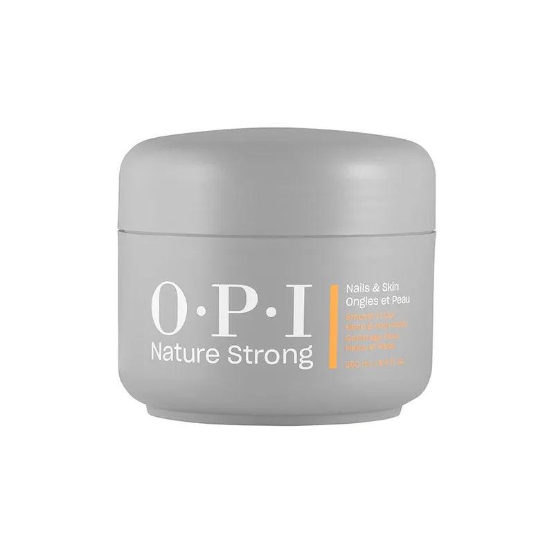 OPI ▫️ Nature Strong Skincare – Creme hidratante com manteiga de karité – Esfoliante com sal marinho – Tratamento para os pés com óleo de chá – Para mãos e pés suaves e renovados