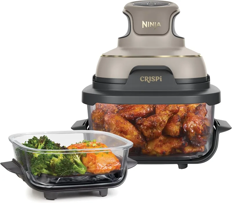 Ninja ▫️ CRISPi, Fritadeira de Ar Quente Portátil, 3,8 L, Pedra Dourada, FN101EUSTGD