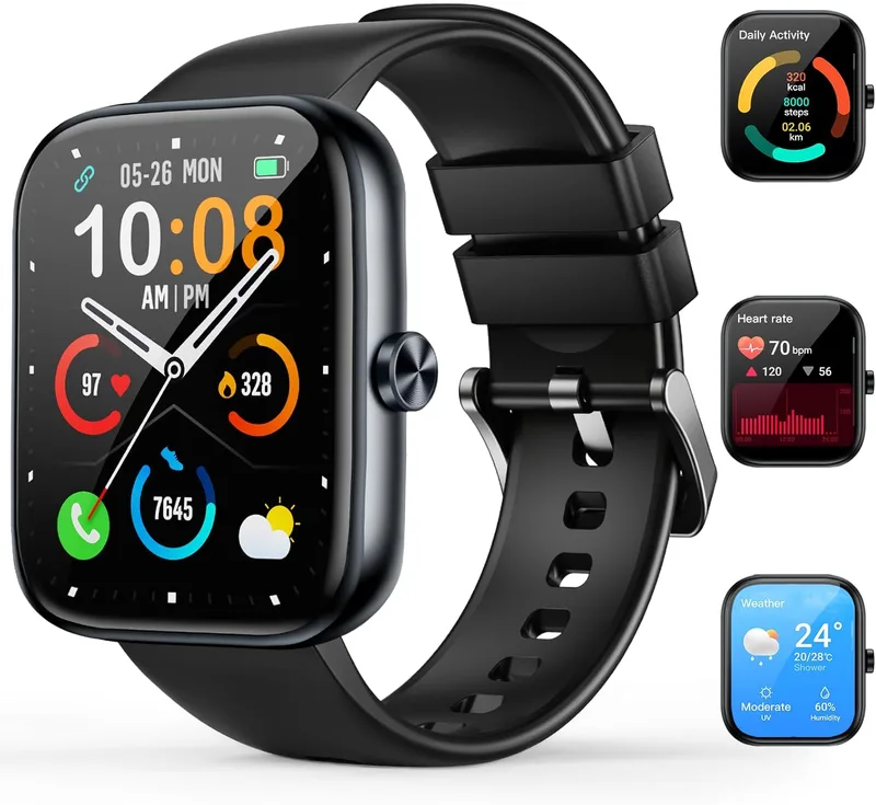 MFVLP ▫️ Relógio Inteligente para Homem e Mulher, Smartwatch HD de 1,83" com Chamadas Bluetooth, Smartwatch com Podómetro/Pulsómetro/SpO2/Monitor de Sono, mais de 112 Modos Desportivos, Resistente à Água IP68, Compatível com Android e iOS, Preto
